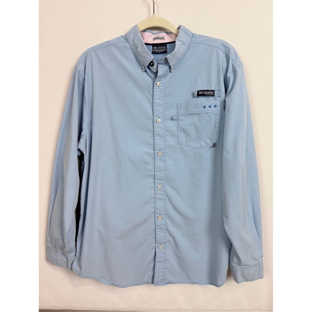 Columbia PFG Light Blue Button-Down Long Sleeve Shirt M